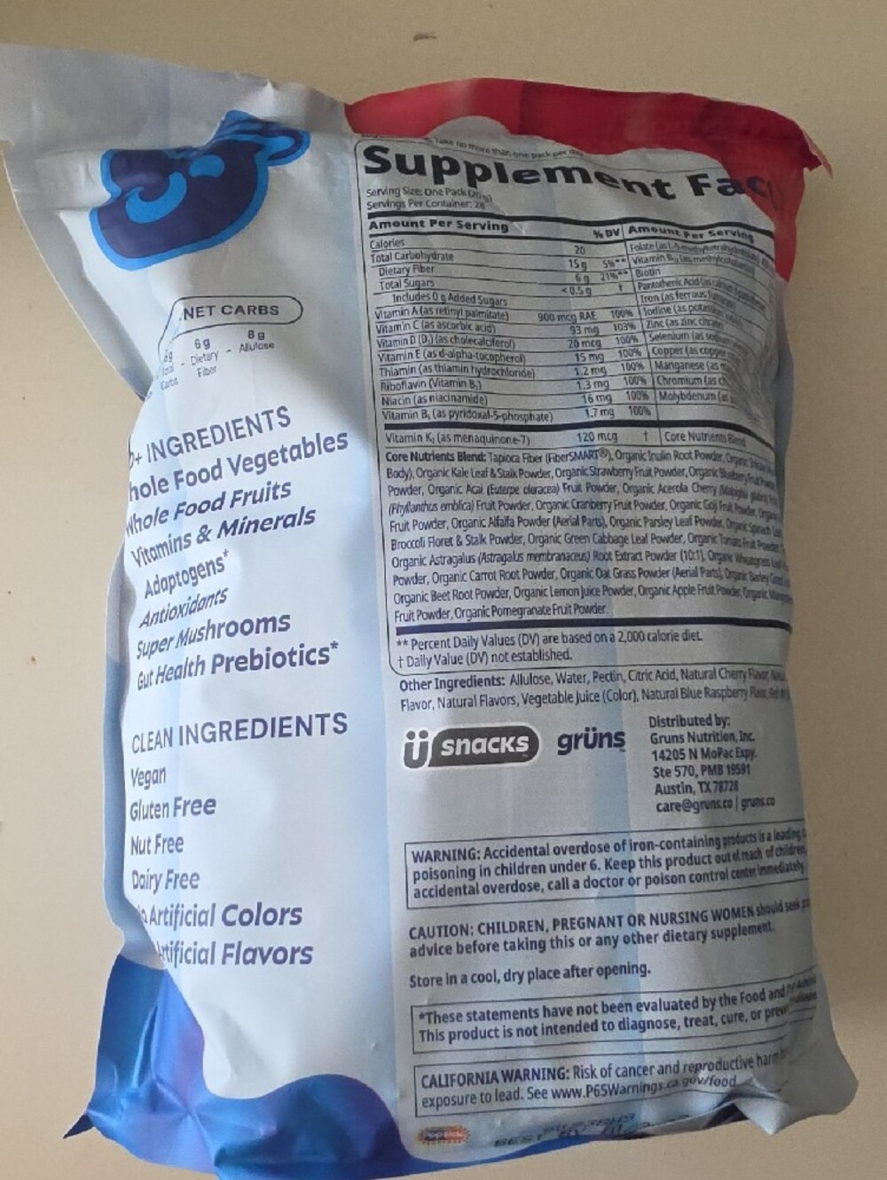 Grüns Superfoods Greens Gummies - Popsicle Firecracker Flavor 2 Bags - Picture 2 of 6